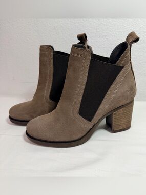 Bos. & Co. Taupe Suede Ankle Boots with Block Heel size 38